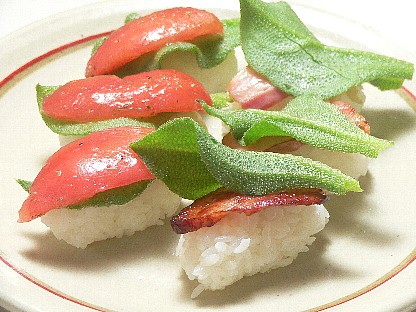 （アイスプラント料理）プッチーナの握り寿司