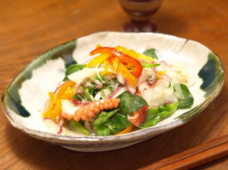 ヨコワの漬刺し&タコとプッチーナのマリネ(筋肉料理人様)